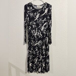 Dainty Jewells Black and White Bird Print Dress